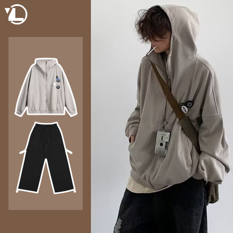 Street Fashion In Japanese - 가을 대학 캐주얼 세트 남성 일본