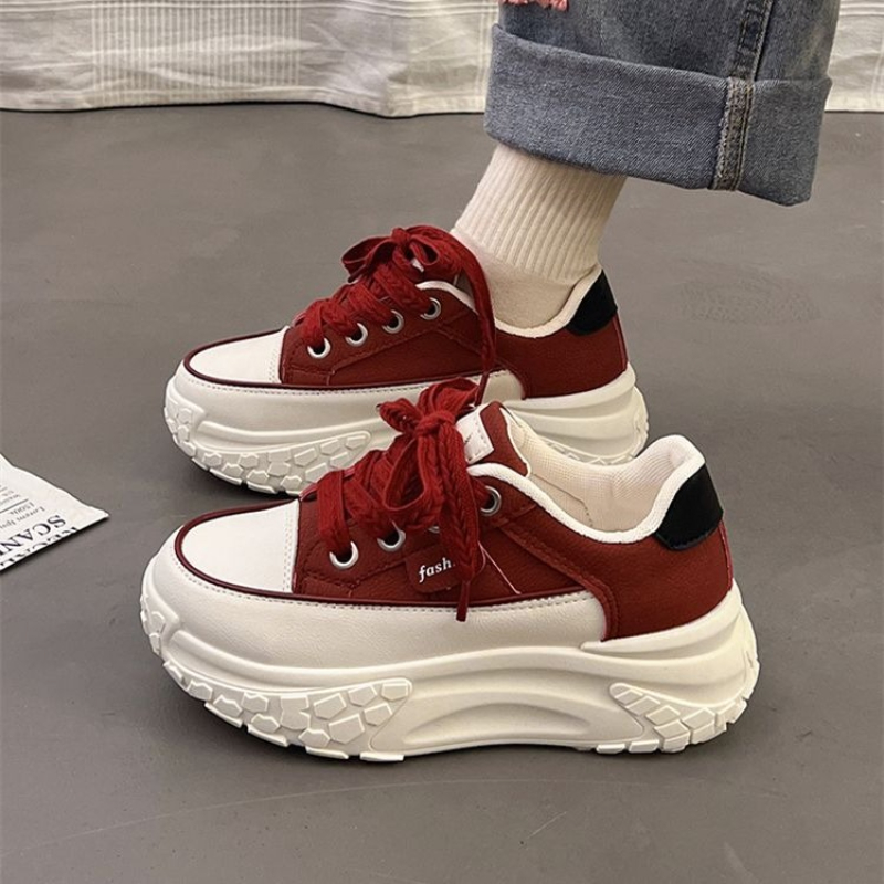 Chunky Sneaker Platform - 여성용 스프링 청키 화이트 스니커즈, 5cm