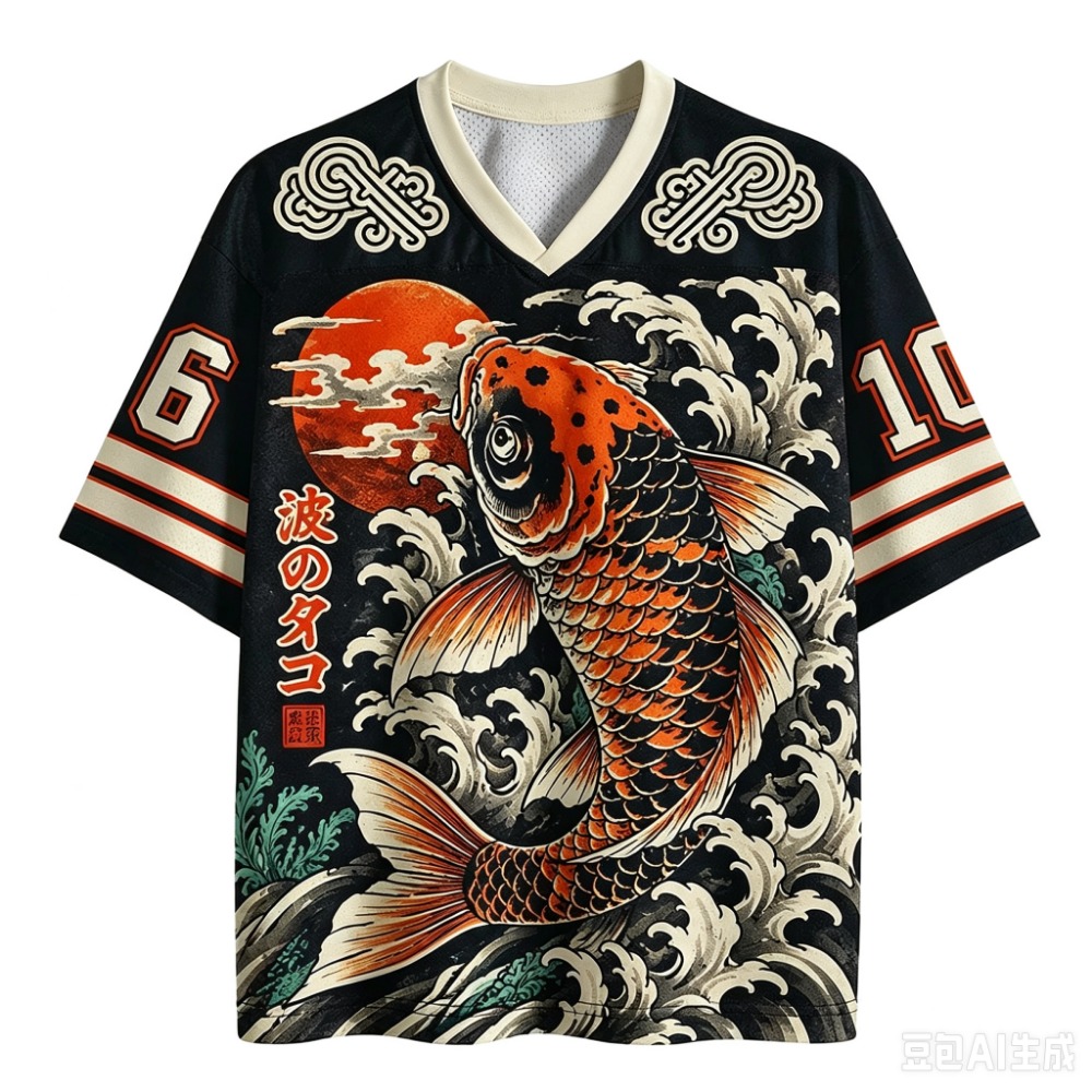 Street Fashion In Japanese - 일본 잉어 물결 무늬 스포츠 퀵드라이