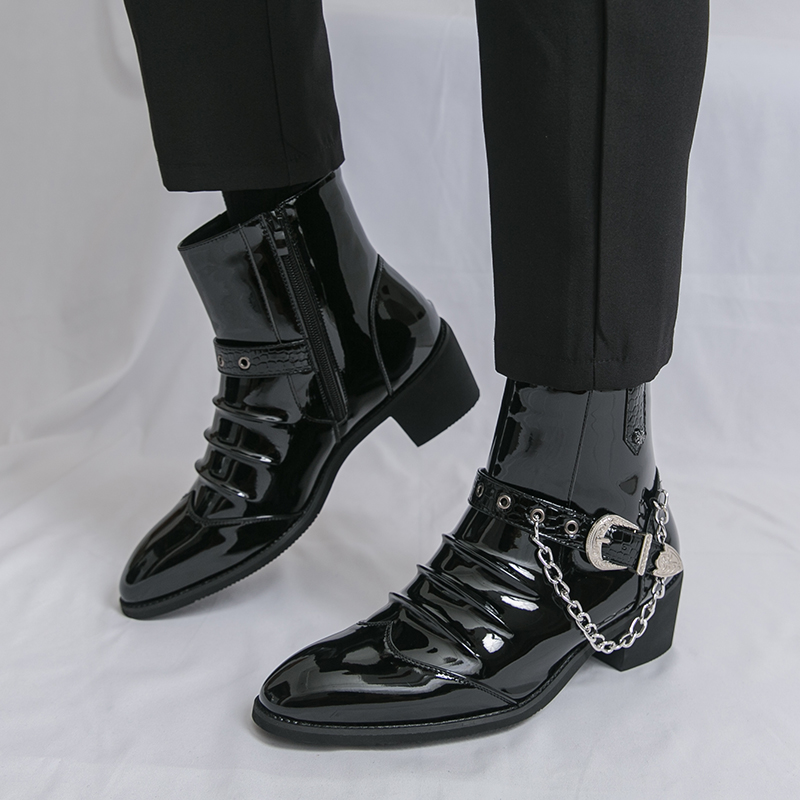 Street Fashion Brand - 패션 사이드 지퍼 하이탑 남성 캐주얼