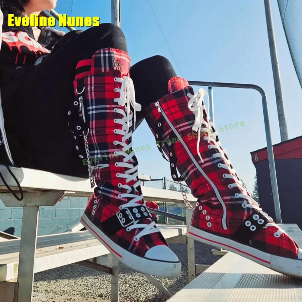하트 모양 버클 플랫폼 부츠 라운드 토 웨지 레이스업  - Street Fashion Trends 2025 리뷰 및 가격