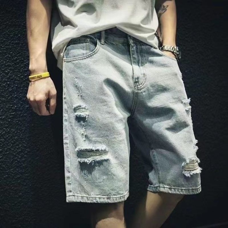엣지리시한 멋진 남성용 찢어진 데님 반바지 빈티지 홍콩 - Street Fashion Hong Kong 리뷰 및 가격