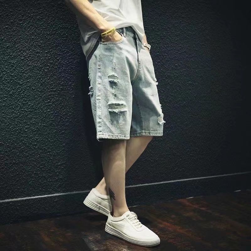 엣지리시한 멋진 남성용 찢어진 데님 반바지 빈티지 홍콩 - Street Fashion Hong Kong 리뷰 및 가격