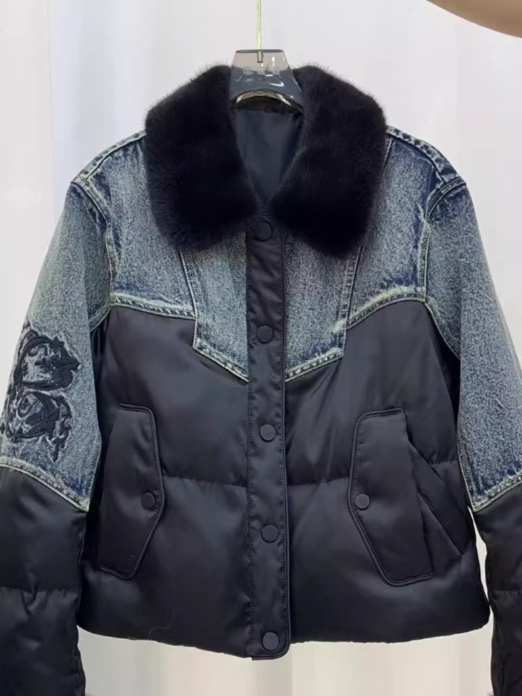 짧은 구스다운 패딩 재킷 가을 겨울 턴다운 리얼 퍼 트 - Street Fashion Store 리뷰 및 가격