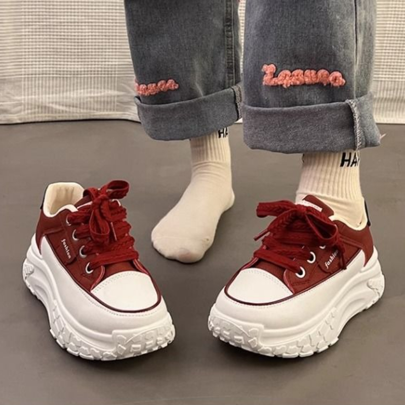 여성용 스프링 청키 화이트 스니커즈, 5cm 키높이 굽 - Chunky Sneaker Platform 리뷰 및 가격