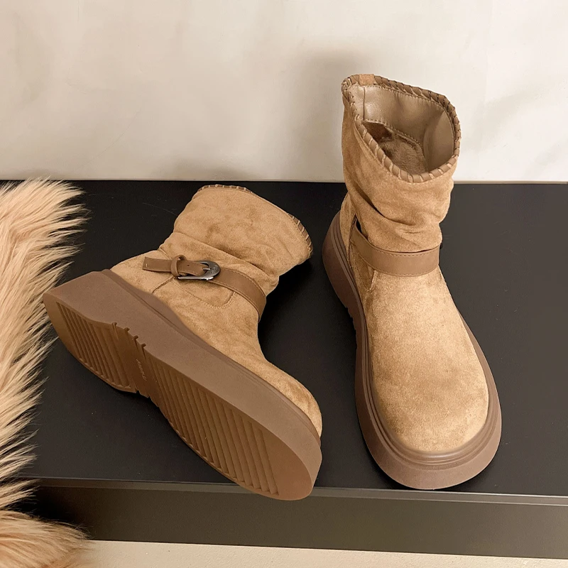 여성용 플랫 앵클 부츠 플랫폼 디자이너 신상 스웨이드  - Street Fashion Trends 2025 리뷰 및 가격