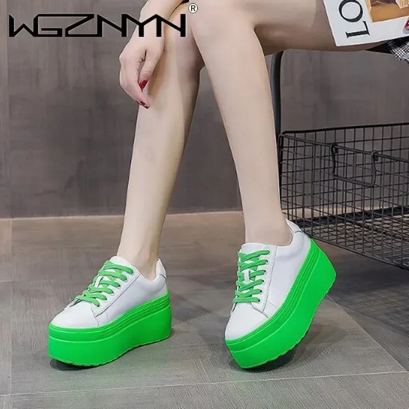 럭셔리 가을 정품 가죽 여성 캐주얼 신발 슈퍼 두꺼운  - Chunky Sneaker Platform 리뷰 및 가격