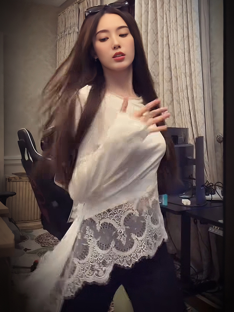 이상한 패치워크 레이스 불규칙한 밑단 티셔츠 여성용 O - Street For Fashion 리뷰 및 가격