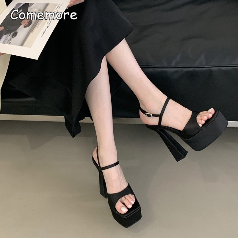 15CM 하이힐 청키 플랫폼 스퀘어 토 새틴 샌들 여성 - Chunky Sneaker Platform 리뷰 및 가격