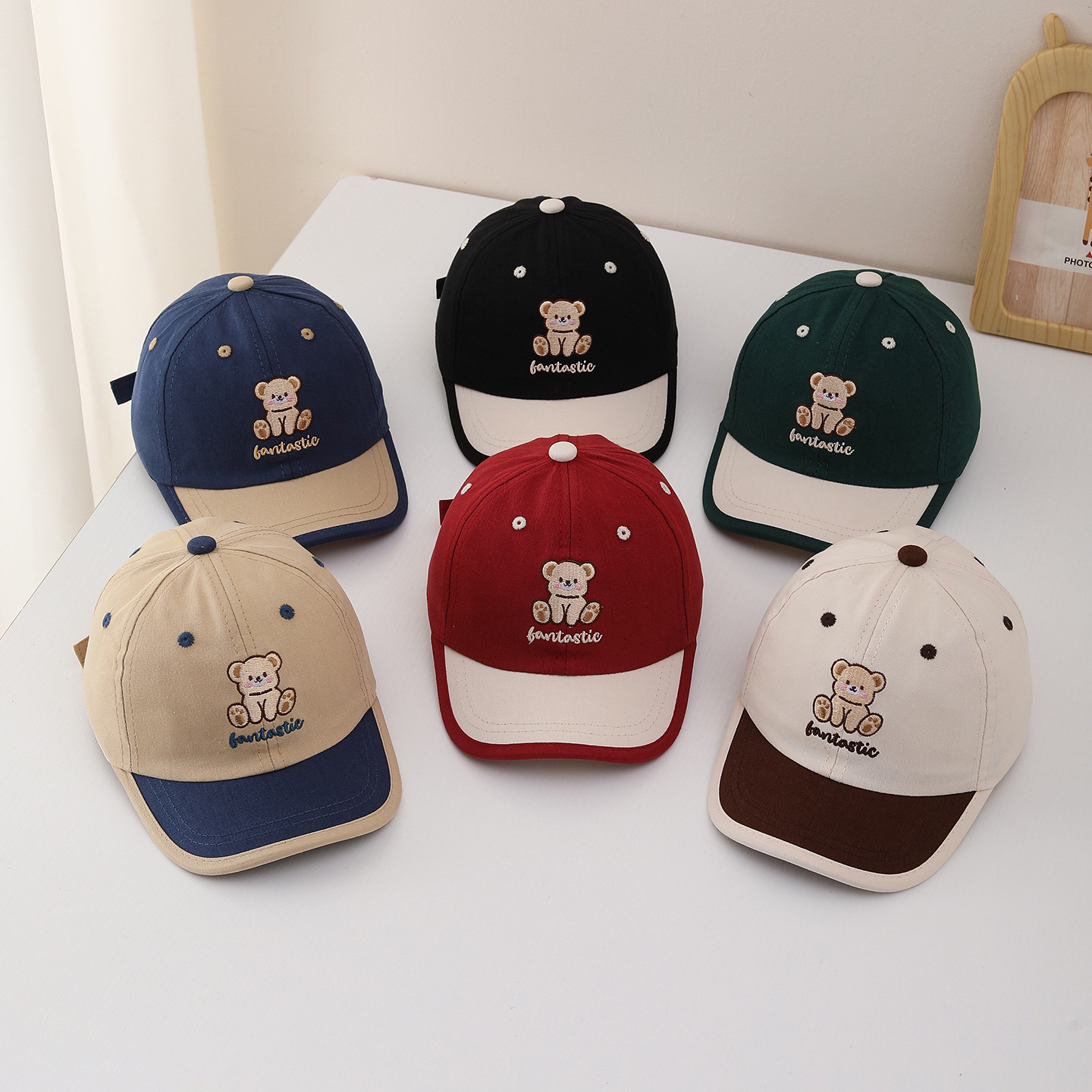어린이 야구 모자 52cm 어린이 만화 곰 패치 모자  - Street Fashion Hats 리뷰 및 가격